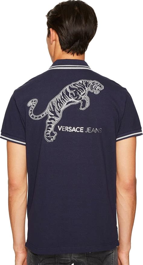 versace jeans tiger print polo shirt|versace jeans couture polo shirts.